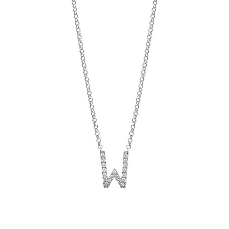 W Initial Necklace with 0.10 Carat TW of Diamonds in 10kt White Gold