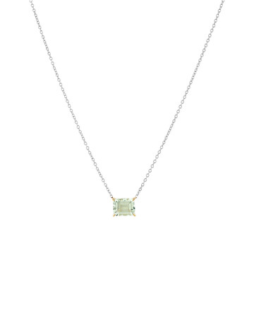 Necklace with Green Amethyst in Sterling Silver & 10kt Yellow Gold Necklace with Green Amethyst in Sterling Silver & 10kt Yellow Gold