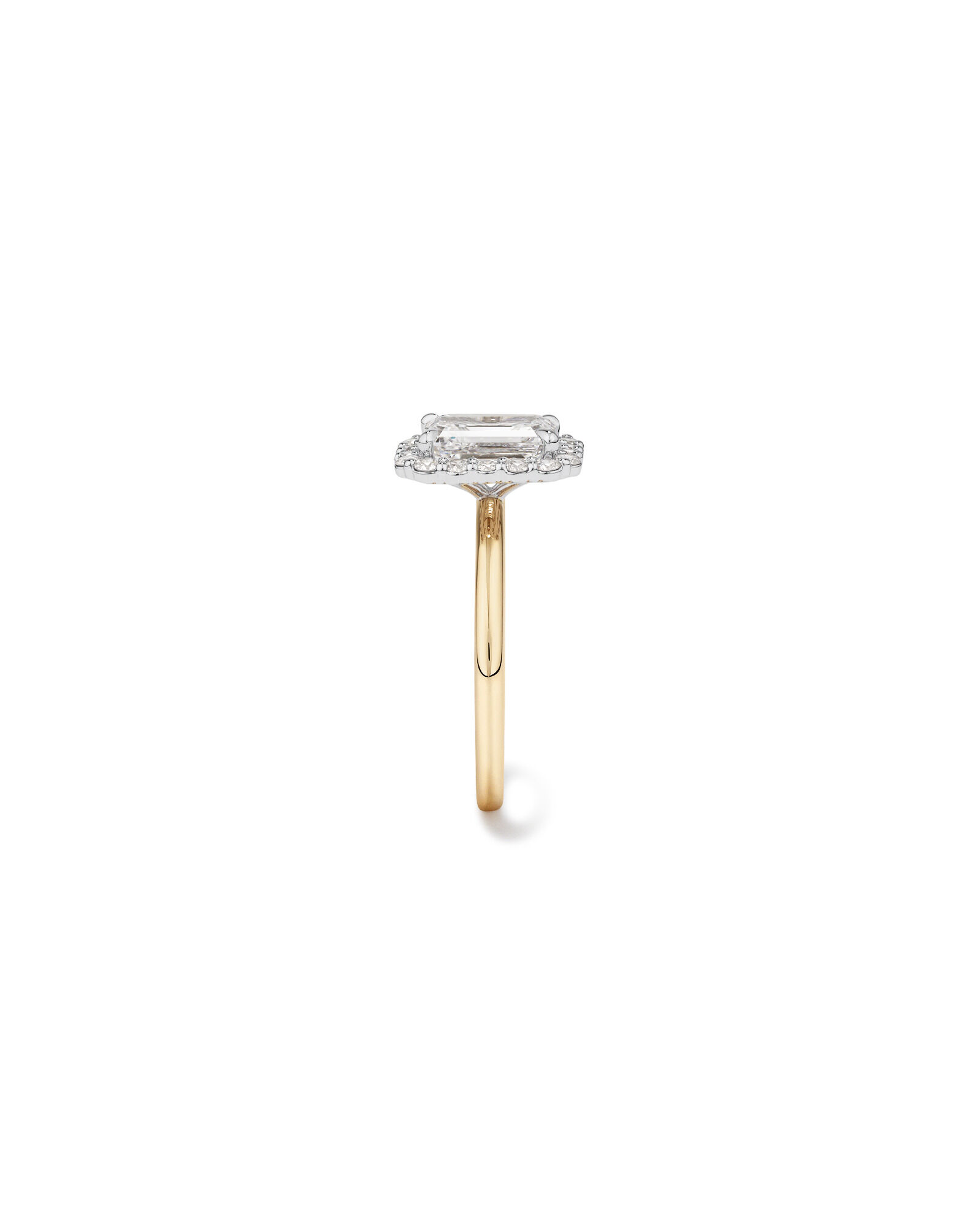 Carat TW Emerald Cut Laboratory-Grown Diamond Halo Engagement Ring in 14kt Yellow Gold