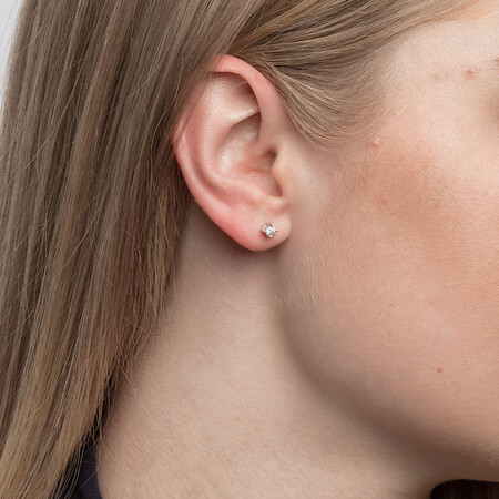 Stud Earrings with Diamonds in Sterling Silver Stud Earrings with Diamonds in Sterling Silver