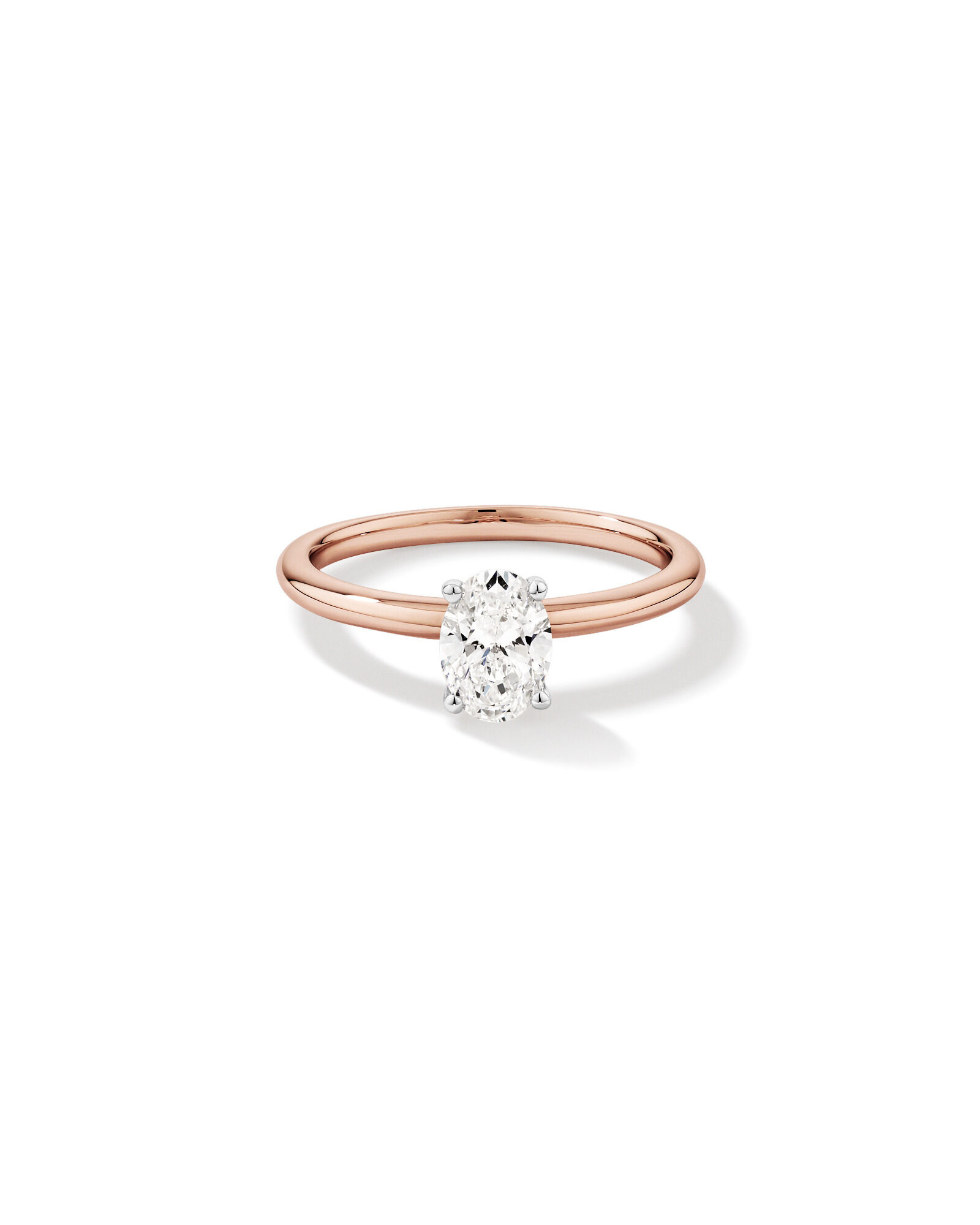 Bague de fiançailles solitaire ovale en diamant cultivé en laboratoire TW de 0,70 carat en or rose et blanc 14 carats