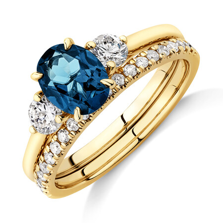 Bridal Set with Topaz & 0.60 Carat TW of Diamonds in 14kt Yellow Gold Bridal Set with Topaz & 0.60 Carat TW of Diamonds in 14kt Yellow Gold