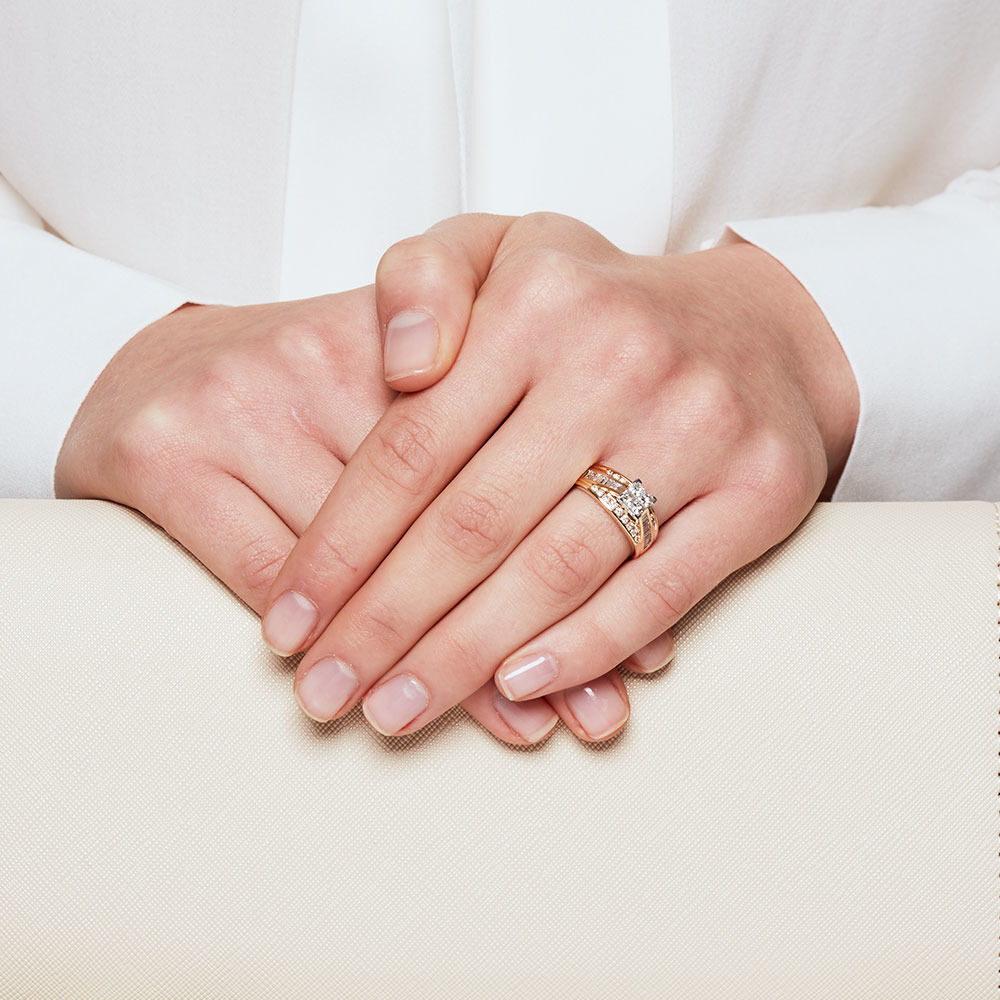 Engagement Ring with 1 Carat TW of Diamonds in 14kt Yellow & White Gold