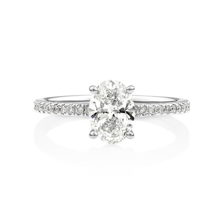 Laboratory-Created 1.14 Carat TW of Diamond Oval Ring In 14kt White Gold Laboratory-Created 1.14 Carat TW of Diamond Oval Ring In 14kt White Gold