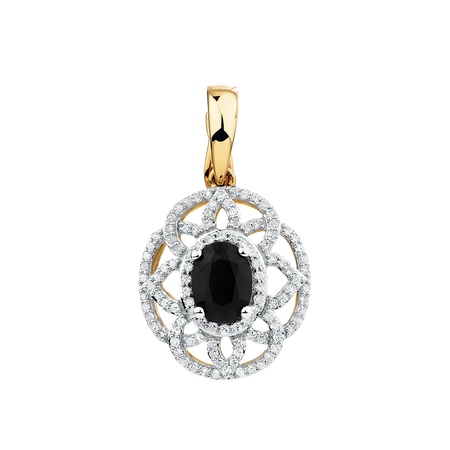 Enhancer Pendant with Sapphire & 0.50 Carat TW of Diamonds in 10kt Yellow & White Gold