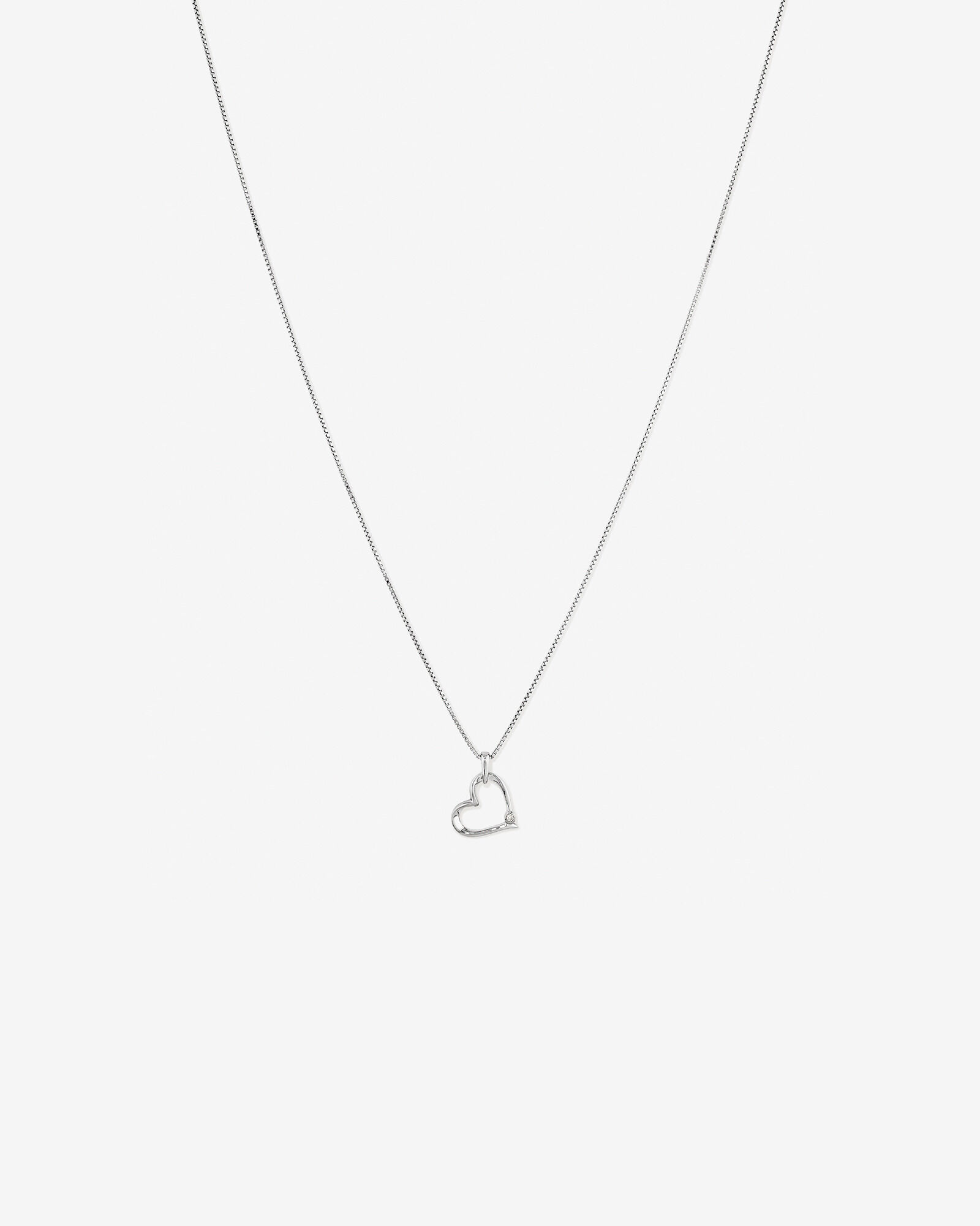 Heart Pendant with a Diamond in Sterling Silver