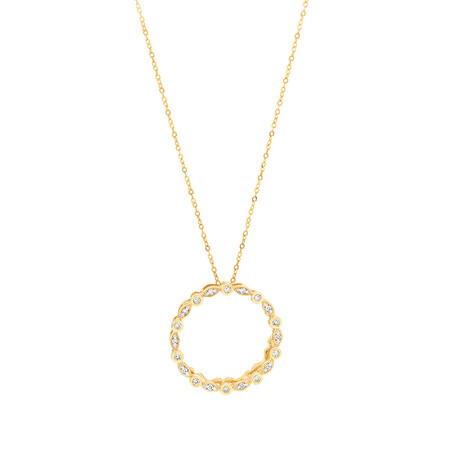Circle Necklace with 0.10 Carat TW of Diamonds in 10kt Yellow Gold Circle Necklace with 0.10 Carat TW of Diamonds in 10kt Yellow Gold