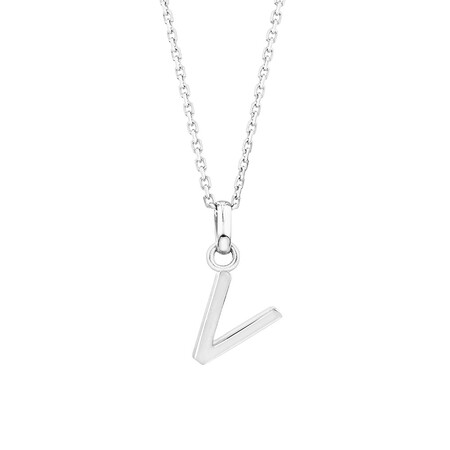 "V" Initial Pendant in Sterling Silver