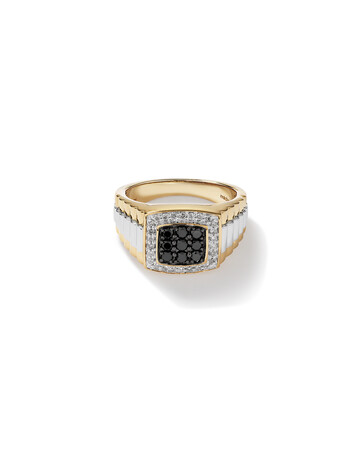 Men's Ring with 3/4 Carat TW of White & Enhanced Black Diamonds in 10kt Yellow & White Gold Men's Ring with 3/4 Carat TW of White & Enhanced Black Diamonds in 10kt Yellow & White Gold