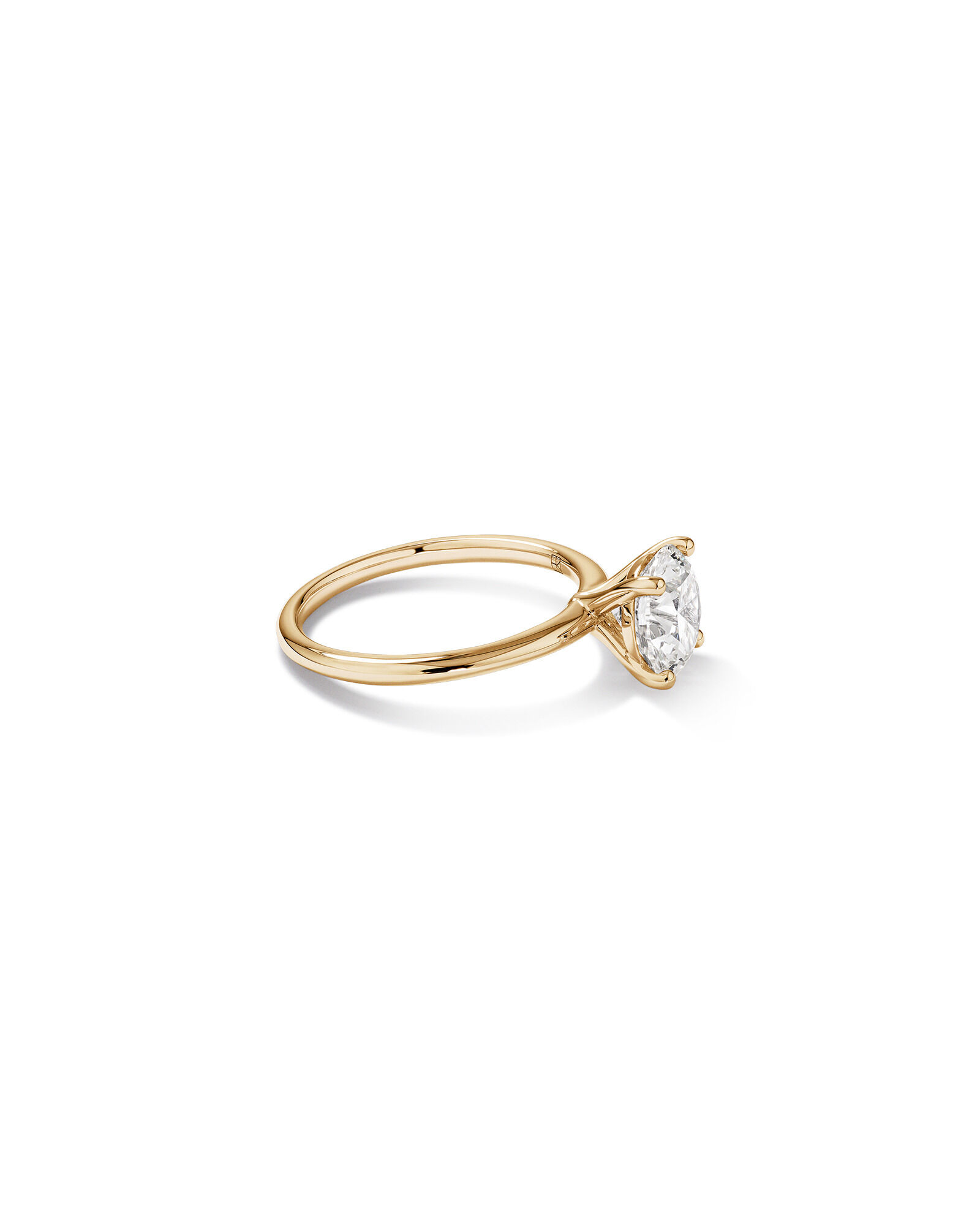 Bague de fiançailles solitaire ronde en diamant brillant de laboratoire TW de 2 carats en or jaune 14 carats