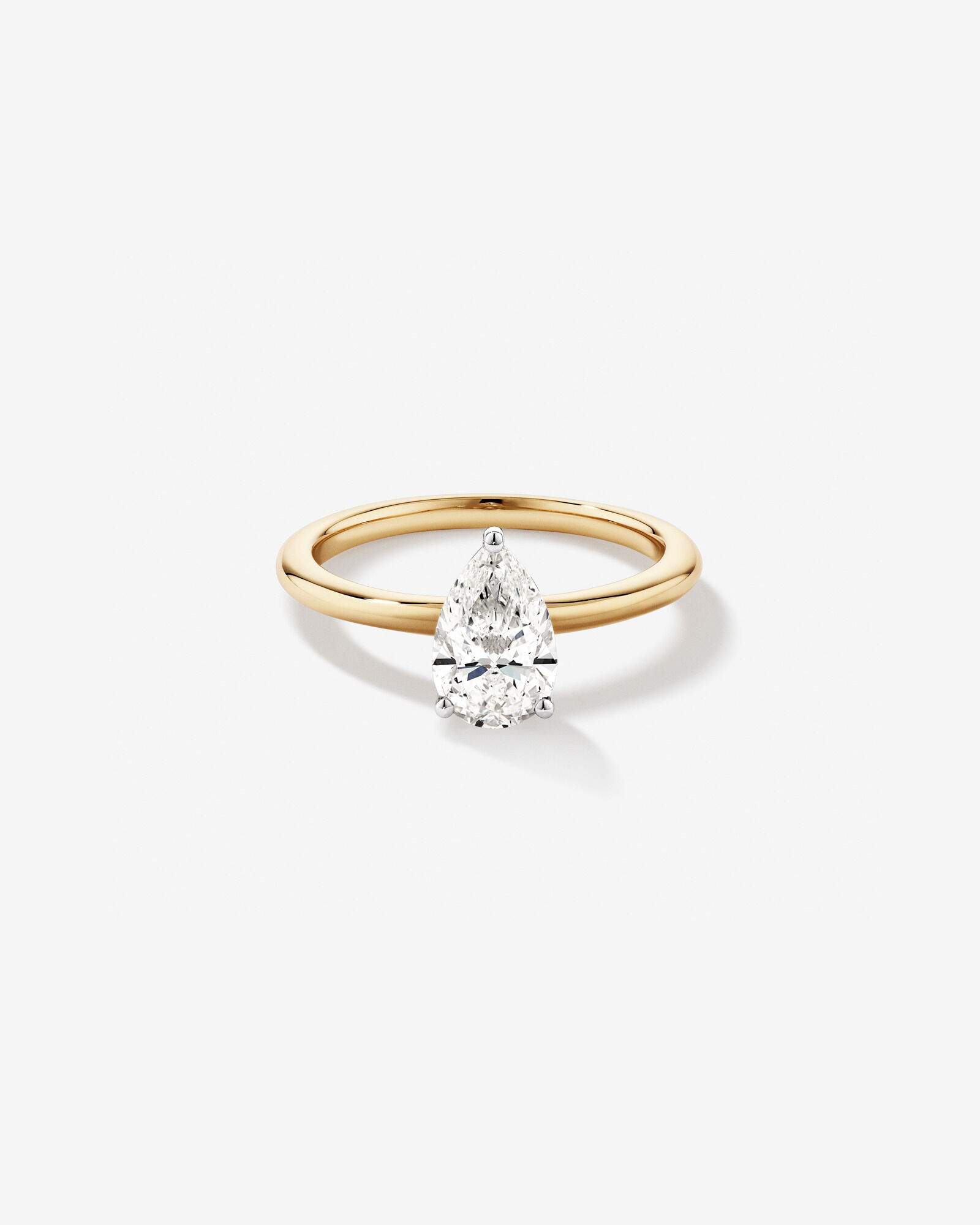 Bague De Fiançailles Solitaire En Diamant De Laboratoire Poire De 1,25 Carat Poids Total En Or Jaune Et Blanc 14 Carats