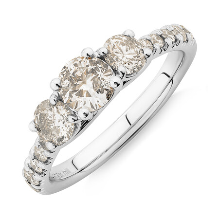 Prelude Three Stone Engagement Ring with 1.50 Carat TW of Diamonds in 14kt White Gold