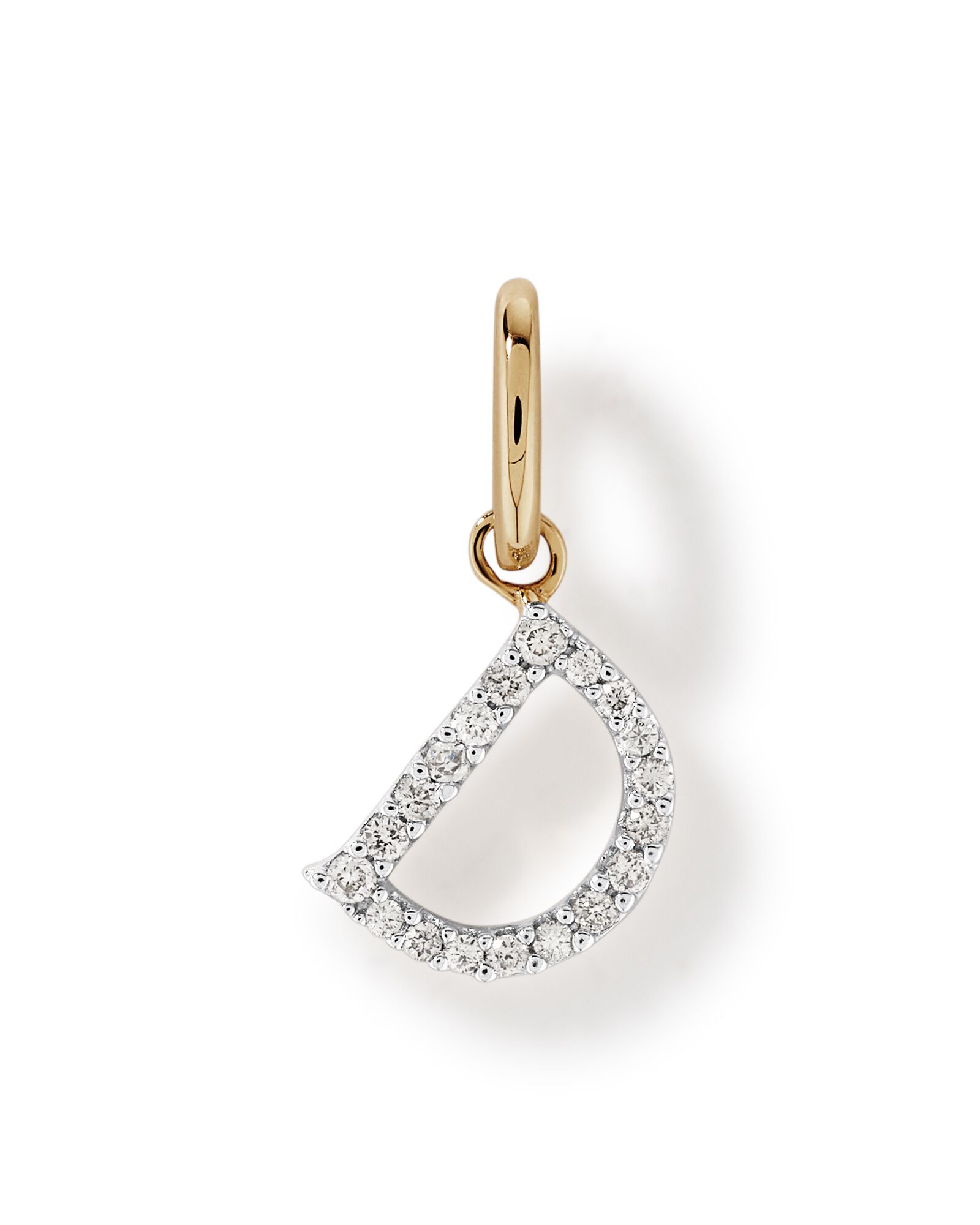 Gold letter d pendant top