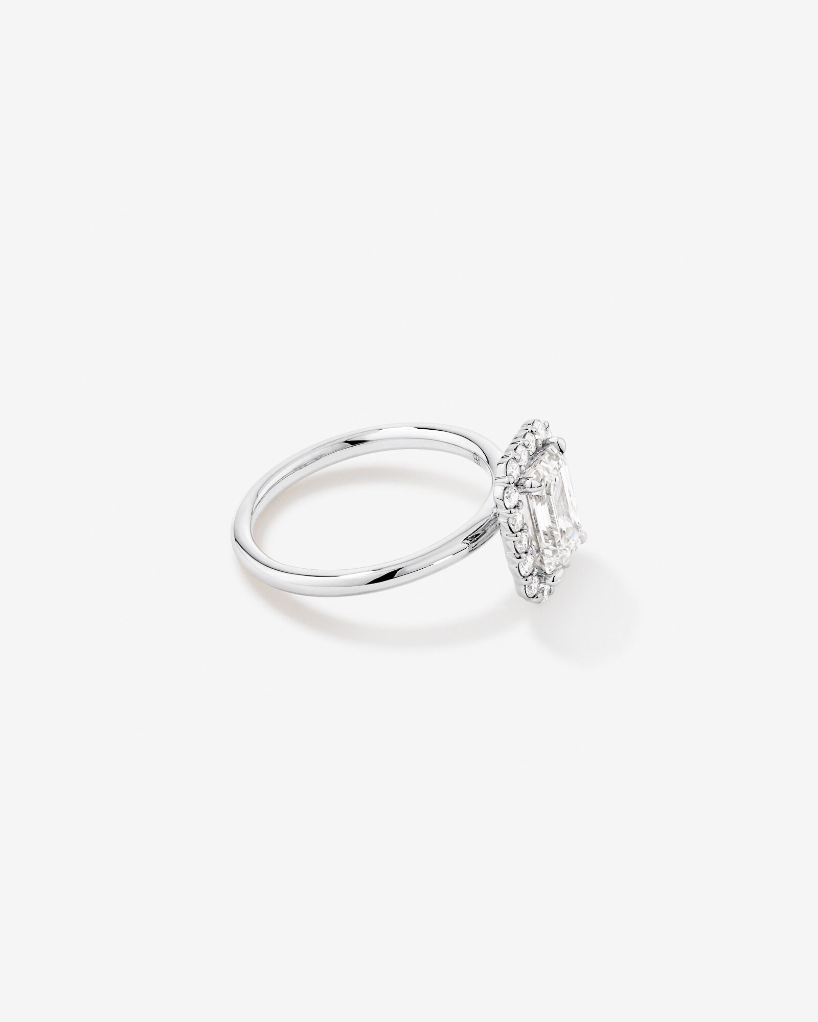 2.34 Carat TW Emerald Cut Laboratory-Grown Diamond Halo Engagement Ring in 14kt White Gold