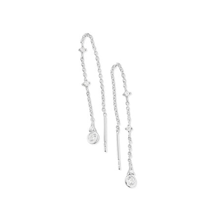 Droplet Threader Earrings with Cubic Zirconia in Sterling Silver Droplet Threader Earrings with Cubic Zirconia in Sterling Silver