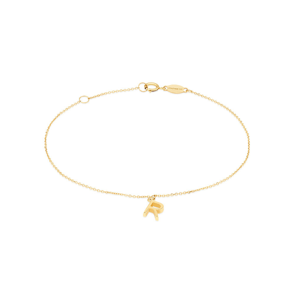 Collier à pendentif initiale R en or jaune 10 K