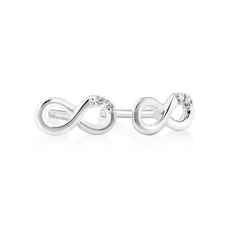 Infinity Stud Earrings with Cubic Zirconia in Sterling Silver