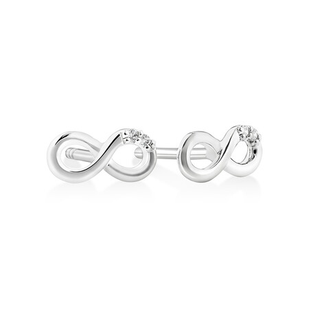 Infinity Stud Earrings with Cubic Zirconia in Sterling Silver Infinity Stud Earrings with Cubic Zirconia in Sterling Silver