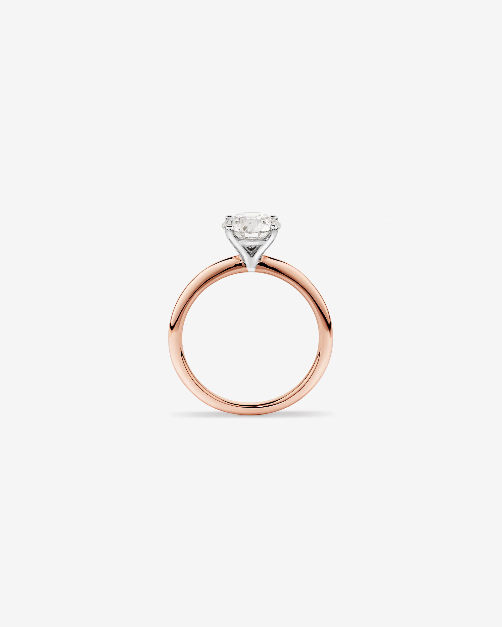Bague de fiançailles solitaire ronde en diamant brillant de laboratoire TW de 1,50 carat en or rose et blanc 14 carats