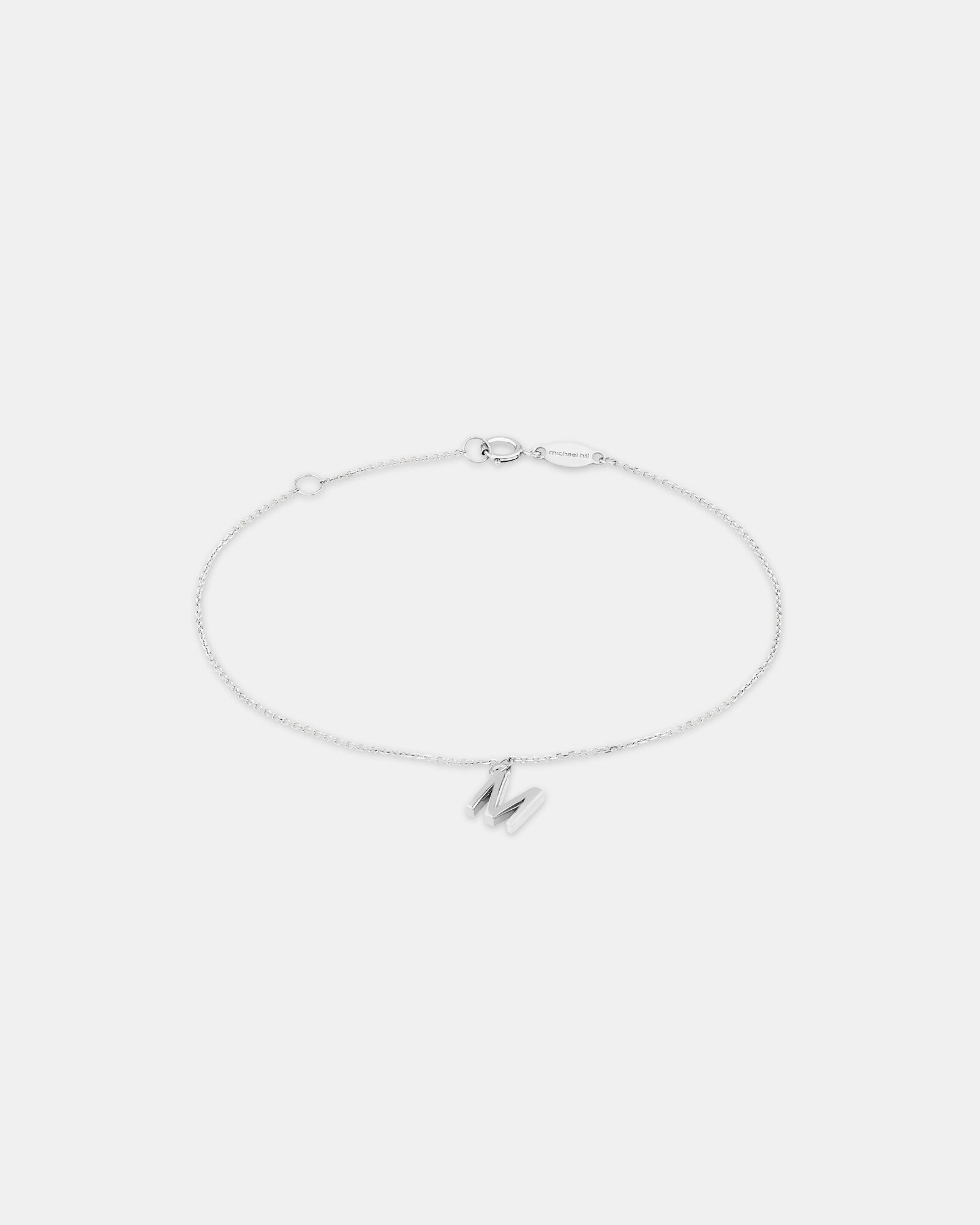 19cm (7.5") M Initial Bracelet in Sterling Silver