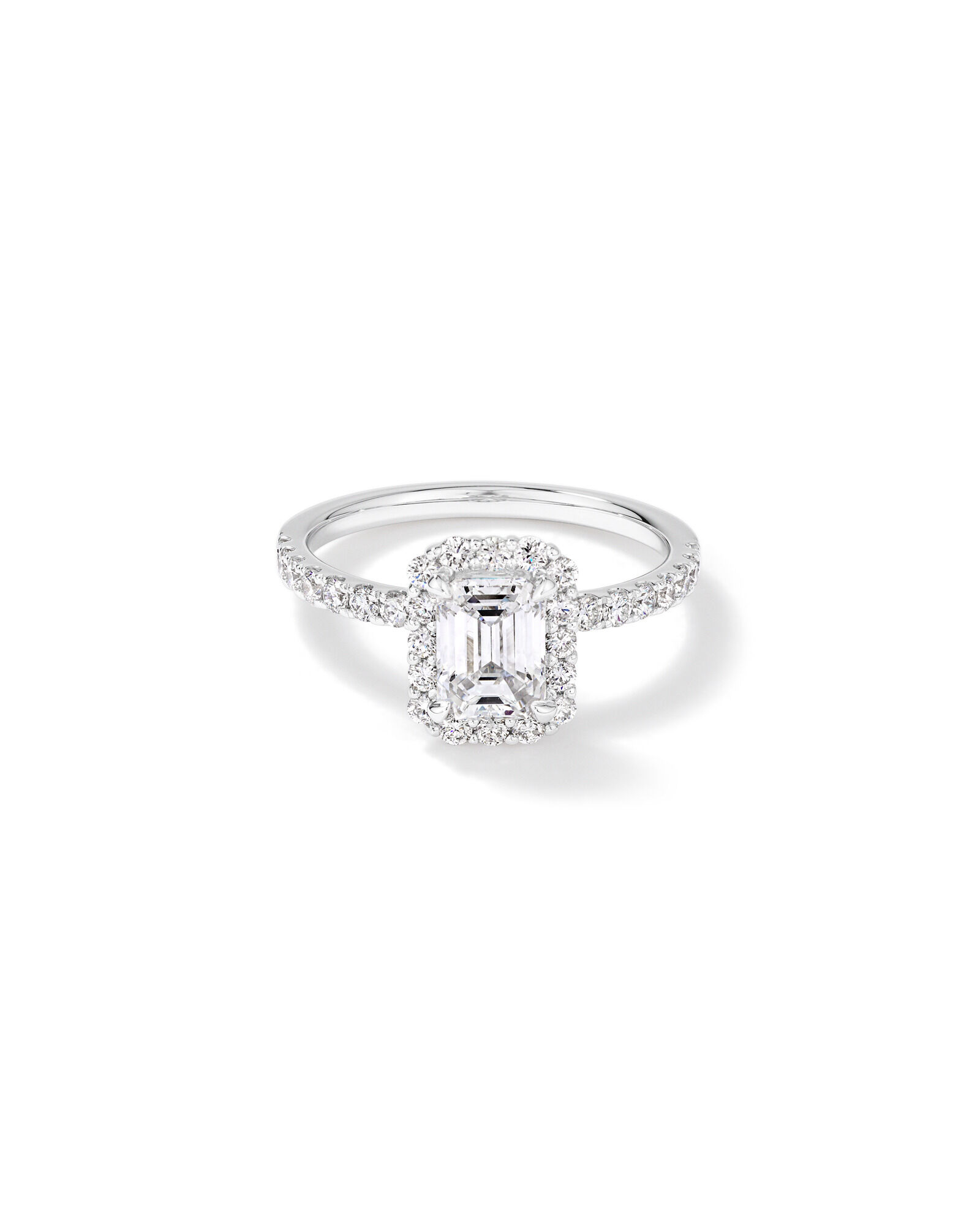 1.78 Carat TW Laboratory Grown Diamond Emerald Cut Halo Ring in 14kt White Gold