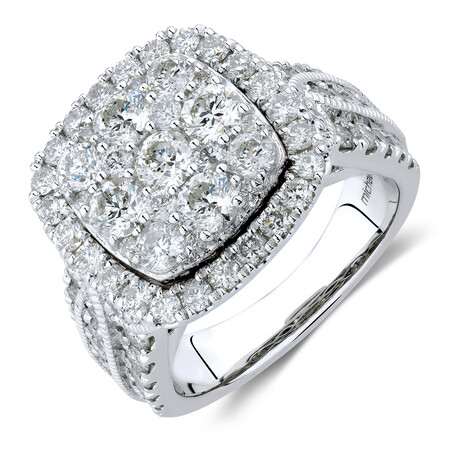 Cluster Halo Ring with 3 Carat TW of Diamonds in 10kt White Gold Cluster Halo Ring with 3 Carat TW of Diamonds in 10kt White Gold