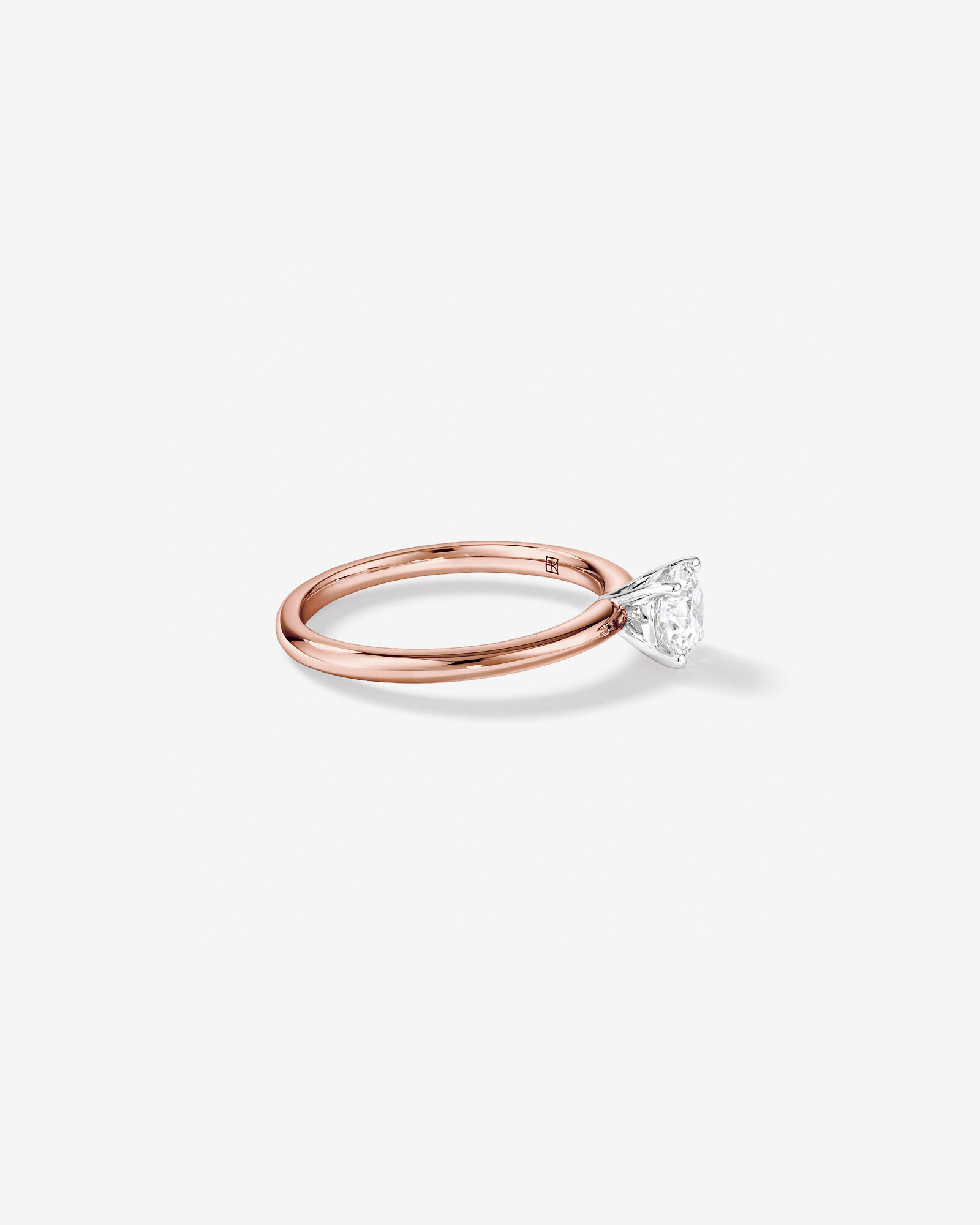Bague de fiançailles solitaire ronde en diamants brillants de laboratoire TW de 0,70 carat en or rose et blanc 14 carats