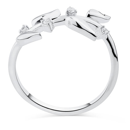 Leaf Ring with Cubic Zirconia in Sterling Silver Leaf Ring with Cubic Zirconia in Sterling Silver