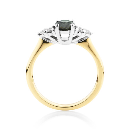 Ring with Green Sapphire & 0.20 Carat TW of Diamonds in 10kt Yellow & White Gold Ring with Green Sapphire & 0.20 Carat TW of Diamonds in 10kt Yellow & White Gold