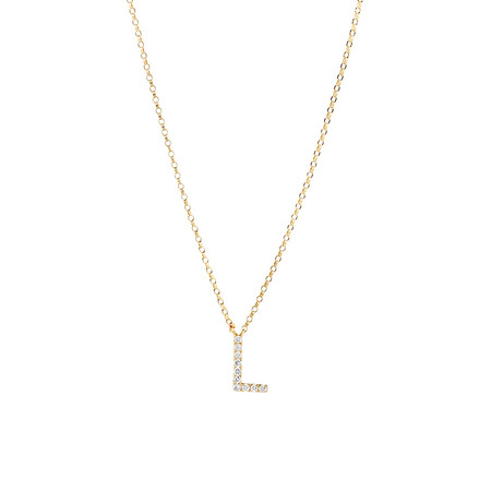 "L" Initial Necklace with 0.10 Carat TW of Diamonds in 10kt Yellow Gold