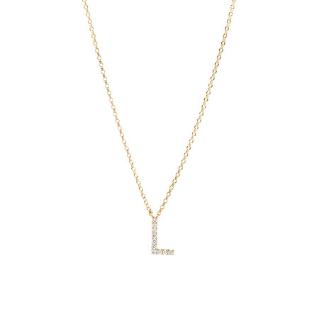 "L" Initial Necklace with 0.10 Carat TW of Diamonds in 10kt Yellow Gold "L" Initial Necklace with 0.10 Carat TW of Diamonds in 10kt Yellow Gold