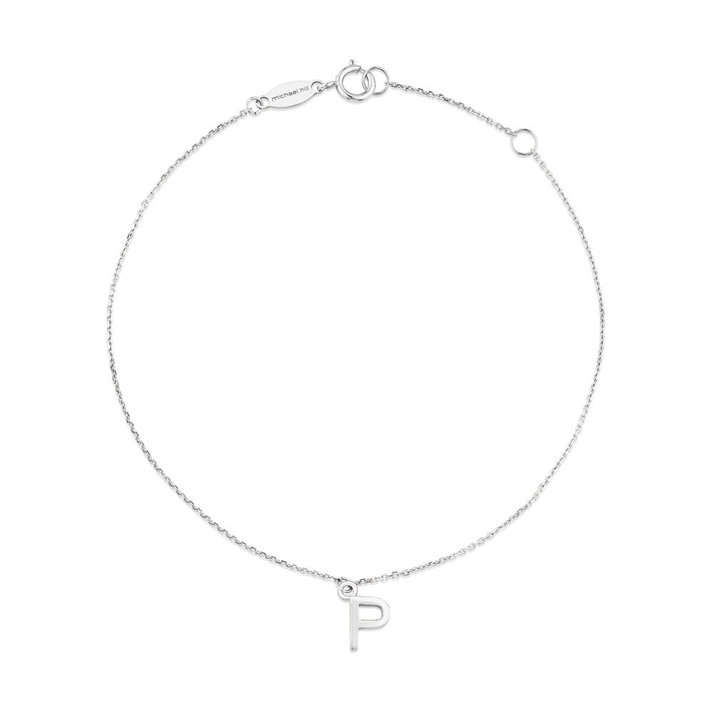 19cm (7.5") P Initial Bracelet in Sterling Silver