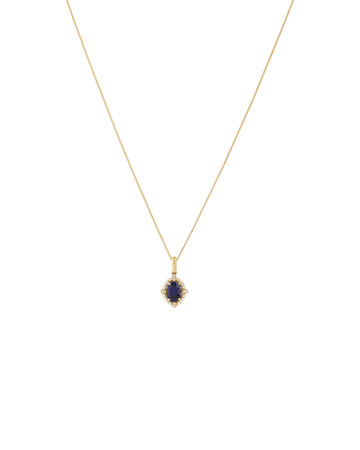 Pendant with Created Sapphire & Diamonds in 10kt Yellow Gold Pendant with Created Sapphire & Diamonds in 10kt Yellow Gold