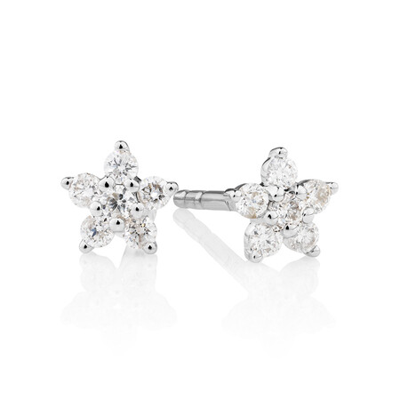 Star Stud Earrings with 0.16 Carat TW of Diamonds in 10kt White Gold