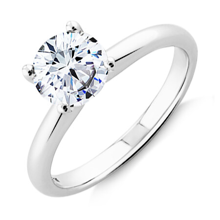 Certified Solitaire Engagement Ring with 1.50 Carat TW Diamond in 14kt White Gold Certified Solitaire Engagement Ring with 1.50 Carat TW Diamond in 14kt White Gold