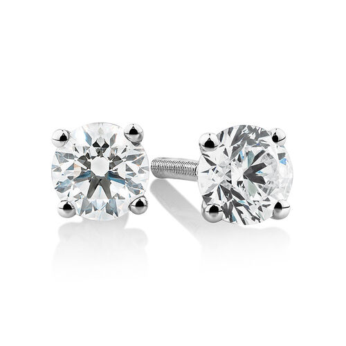Laboratory-Created 0.50 Carat Stud Earrings In 10kt White Gold