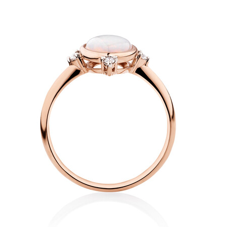 Opal Compass Ring with Diamonds in 10kt Rose Gold Opal Compass Ring with Diamonds in 10kt Rose Gold