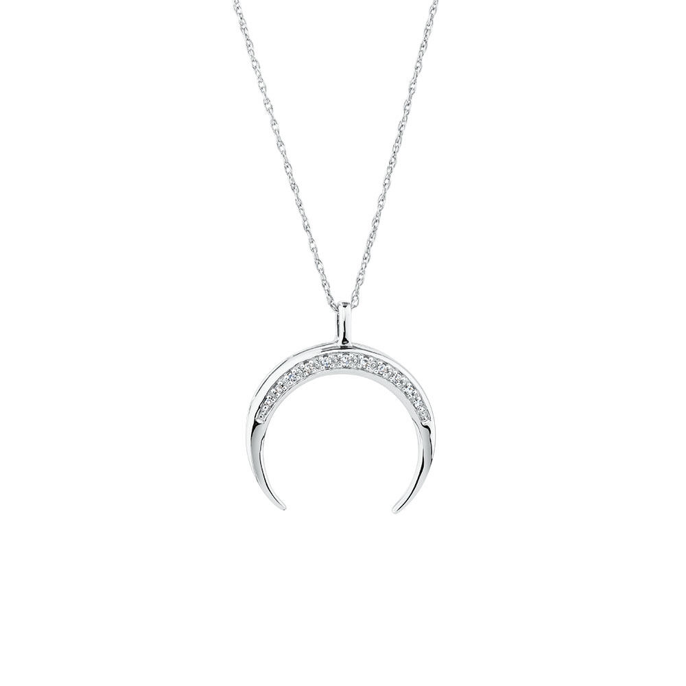 Half Moon Pendant with Diamonds in 