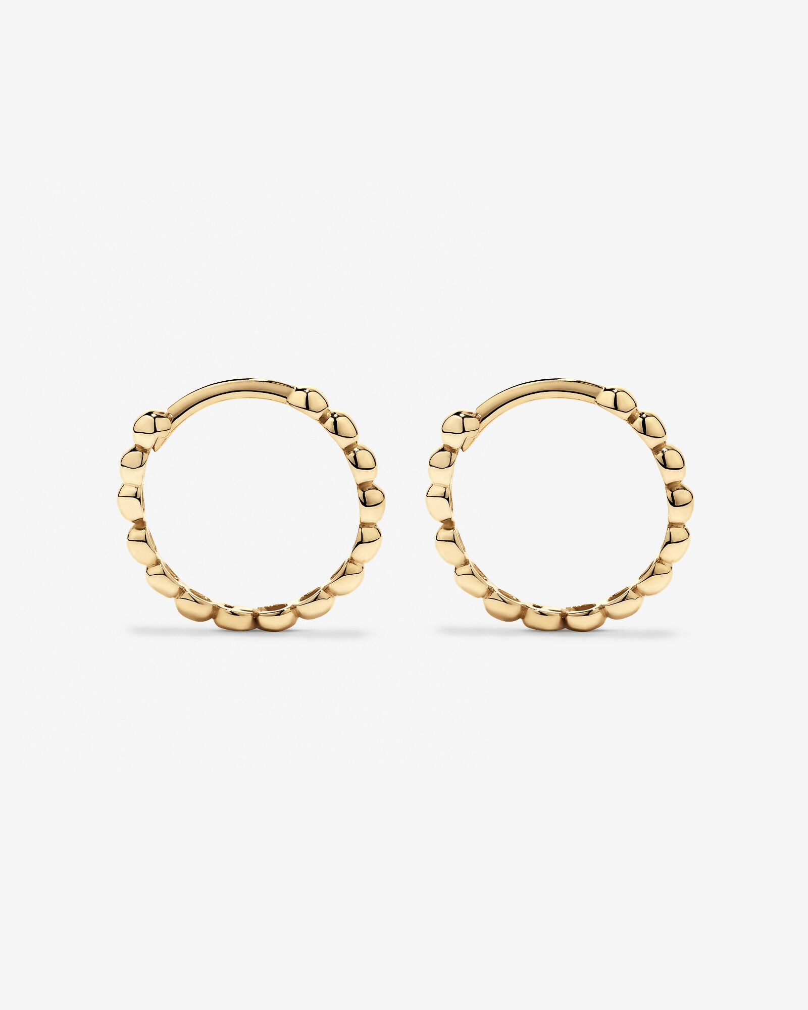 13.5mm Beaded Huggie Earrings in 10kt Yellow Gold