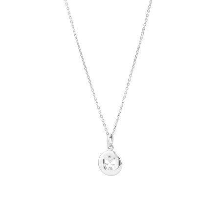 Engraved Pendant in Cubic Zirconia & Sterling Silver