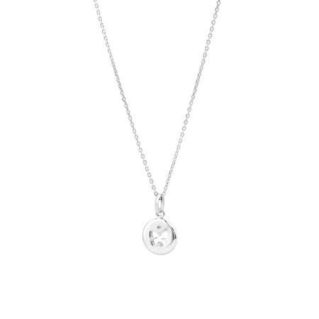 Engraved Pendant in Cubic Zirconia & Sterling Silver Engraved Pendant in Cubic Zirconia & Sterling Silver