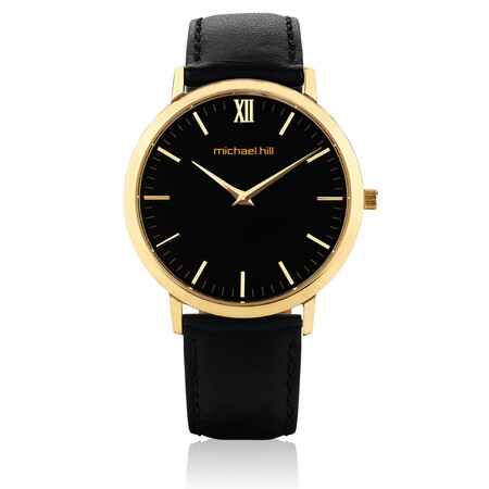 Ladies Watch in Black Leather & Stainless Steel Ladies Watch in Black Leather & Stainless Steel
