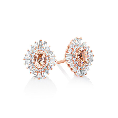 Earrings with Morganite & 0.50 Carat TW Of Diamonds in 10kt Rose Gold Earrings with Morganite & 0.50 Carat TW Of Diamonds in 10kt Rose Gold
