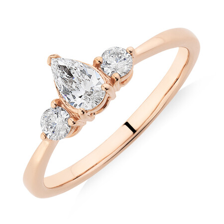 Evermore Three Stone Engagement Ring with 0.50 Carat TW of Diamonds in 10kt Rose Gold Evermore Three Stone Engagement Ring with 0.50 Carat TW of Diamonds in 10kt Rose Gold