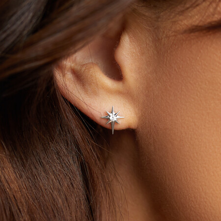 North Star Stud Earrings with Cubic Zirconia in Sterling Silver North Star Stud Earrings with Cubic Zirconia in Sterling Silver