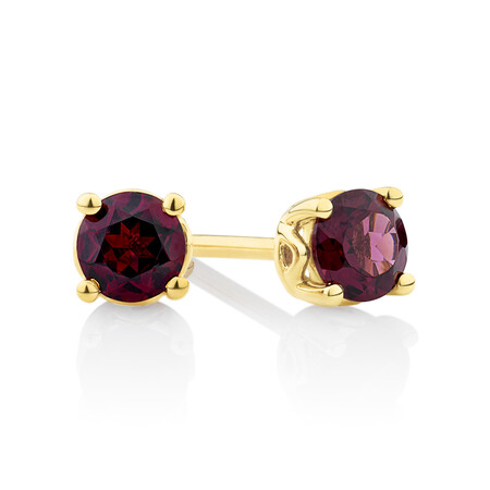 Stud Earrings with Rhodolite Garnet in 10kt Yellow Gold Stud Earrings with Rhodolite Garnet in 10kt Yellow Gold