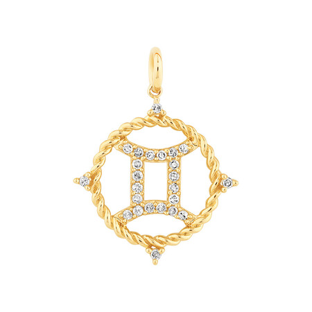 Gemini Zodiac Pendant with 0.20 Carat TW of Diamonds in 10kt Yellow Gold Gemini Zodiac Pendant with 0.20 Carat TW of Diamonds in 10kt Yellow Gold