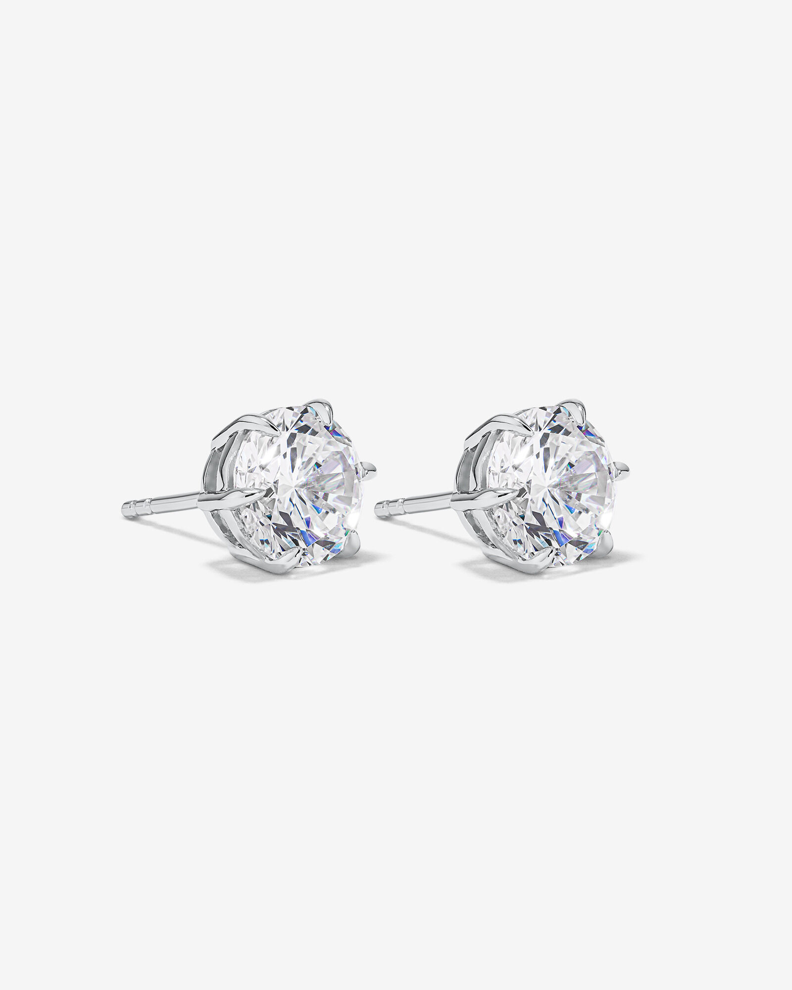 9.5mm Round Brilliant Cubic Zirconia Stud Earrings in Sterling Silver