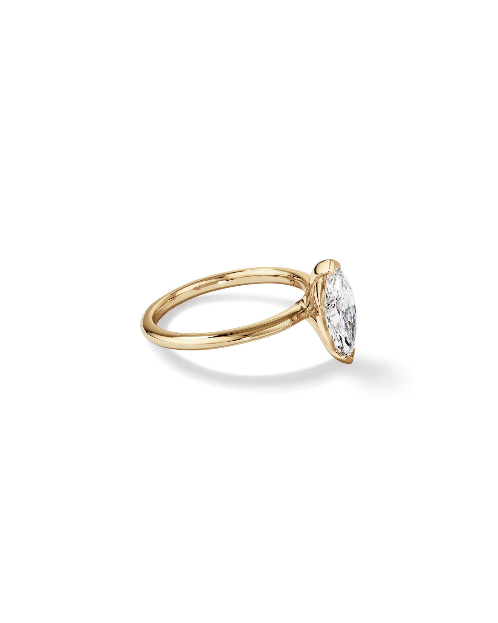 Bague de fiançailles solitaire en diamant cultivé en laboratoire TW Marquise de 1,25 carat en or jaune 14 carats