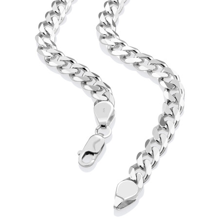 55cm (22") 7mm-7.5mm Width Curb Chain in Sterling Silver 55cm (22") 7mm-7.5mm Width Curb Chain in Sterling Silver